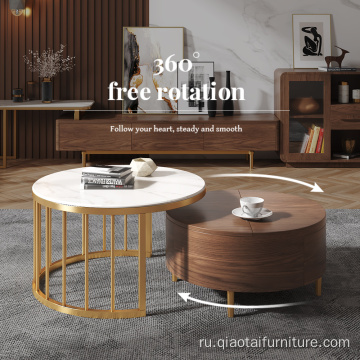 Современная домашняя мебель деревянный круглый журнальный столик